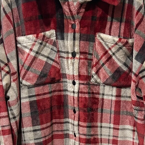 Torrid Red Plaid Fleece Shacket • Women’s Sz 4 Super Soft Longline Shirt Jacket - Picture 2 of 4